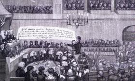 ‘If the French land, Oh, my Countrymen! Meet them on the shore with a Torch in one hand—a sword in the other—receive them with all the destruction of War. Immolate them in their Boats before our Native Soil should be polluted by a Foreign Foe’. Memoirs of Mr Emmet by Henry Brocas, snr. (National Library of Ireland)