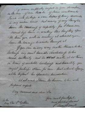 Most of the documents are written by fellow ecclesiastics; this letter from Daniel O’Connell to Paul Cullen is the prominent lay exception. (Pontifical Irish College Archives)