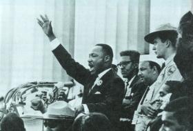 ‘I have a dream’—on 28 August 1963 more than 200,000 people gathered at the foot of the Lincoln Memorial in Washington and heard Martin Luther King Jr call for jobs and freedom. (Bob Adelman, Magnum Photos)