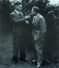 Frank Ryan (left) in Germany with Abwehr agent Helmut Clissmann, who engineered his release from Spanish custody. Before the war Clissmann ran the German academic exchange service in Dublin. A post-war MI5 file records that in August 1942 Frank Ryan ‘is said to have been received by Hitler’.