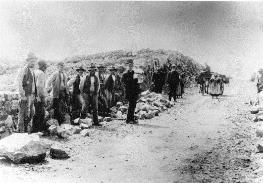 Relief works, Inverin Hill, County Galway, c.1890-during the Famine the money earned from such schemes was not enough. (Sean Sexton)