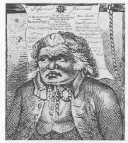 Caricature of Francis Higgins (aka the ‘Sham Squire’), editor between 1784 and 1802, when the Freeman had a dubious connection with Dublin Castle.