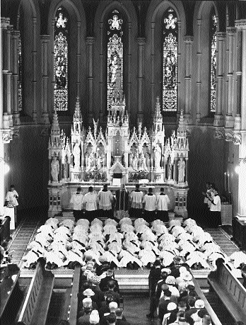 The class of ‘52-All Hallows ordinations conducted by the Bishop of Achonry. (All Hallows College)