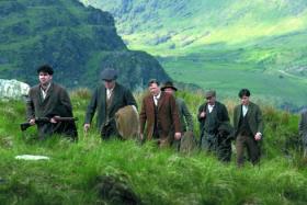 The flying column accompany loyalist landlord, Sir John Hamilton (Roger Allam, centre), to his place of execution.