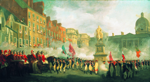 Dublin Volunteers meeting on College Green by Francis Wheatley. (National Gallery of Ireland)