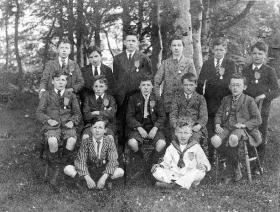 At St Ignatius College in Galway: a Confirmation picture taken in 1915 or 1916. ‘Willie Joyce’ is third from the right in the back row.