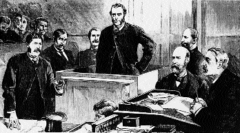 O'Donnell under examination in Port Elizabeth. (Graphic, 6 September 1883) 