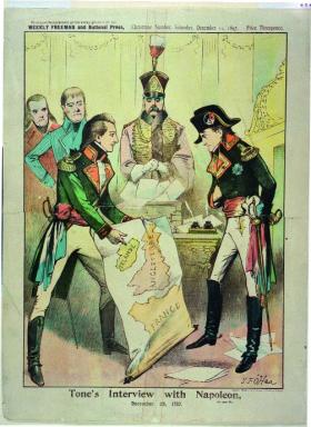 Tone’s interview with Napoleon, 23 December 1797—the Corsican asked Tone about his competence in French, and he replied that he had only learned the little he knew since his arrival in France. (Weekly Freeman & National Press, 11 December 1897)