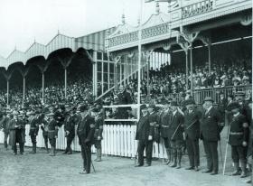 Sir Edward Carson addressing a parade of Ulster Volunteers in July 1913—nationalists in Kildare, as elsewhere, underestimated the strength of unionist opposition to Home Rule. (George Morrison)