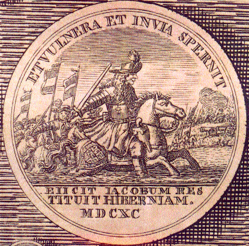 ‘He scorns wounds and rough paths'-a contemporary commemorative medal depicting William crossing the Boyne.