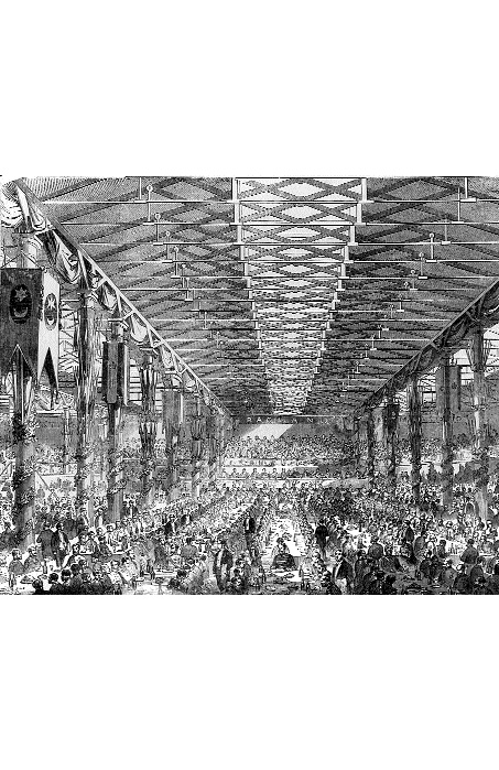 The Dublin Grand Crimean Banquet, 22 October 1856-5000 soldiers, seamen and guests gathered in a bonded warehouse (Stack A, Customs House docks) to celebrate the end of the war. (Illustrated London News, 8 November 1856) 