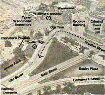 Aerial photo of Dealey Plaza used by the Warren Commission.