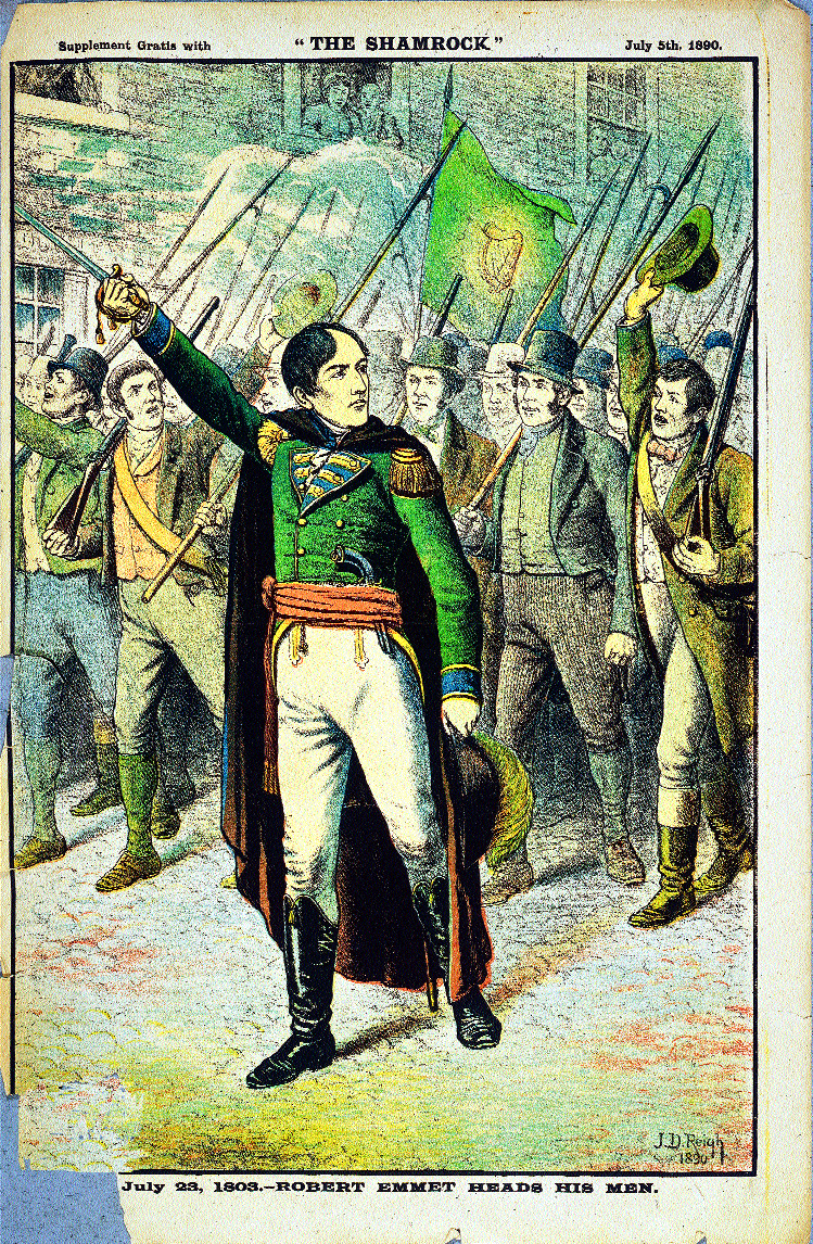 July 23, 1803. Robert Emmet heads his men by J.D. Reigh. (Shamrock, 5 July 1890)