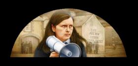 Robert Ballagh’s 1999 ‘Battle of the Bogside, Portrait of Bernadette Devlin‘. (Private Collection) 