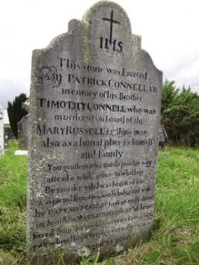 Gravestone of Timothy Connell at Cill Muire cemetery, Passage West. (Helena Kelleher Kahn)