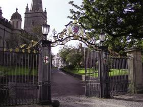 The Processional Gates of St Columb’s Cathedral—through its continuing ownership of the city walls and its contribution towards the building of St Columb’s, the Guildhall and numerous lesser public buildings, the Irish Society has remained closely involved in the development of Londonderry. (The Honourable the Irish Society)