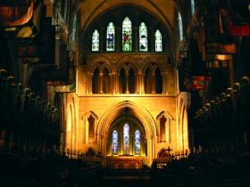 Banners and pews of the Order of St Patrick in St Patrick’s Cathedral, Dublin. The Order was instituted in 1783 as another means of managing members of the peerage. In order to emphasise the dignity of the Order and thus increase its significance in relation to the management of the peers of Ireland, the lord lieutenant, Earl Temple, decided to confine the award to earls resident in Ireland. Lord Bellamont had supported Henry Flood, who was in the ranks of the opposition, during the 1782 session of parliament. As a result Bellamont, though a resident earl, was not offered the Order.