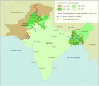 The partition of India, August 1947, showing the major movements of refugees in either direction. (Sarah Gearty)