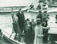 Taking over the ‘Treaty ports’—Eamon de Valera leads a delegation to Spike Island, 11 July 1938. Following negotiation of the 1938 Anglo-Irish Agreement, British Prime Minister Neville Chamberlain told Dev that he could go home and ‘make a great deal of the fact that the United Kingdom government had agreed to wipe out the land annuity payments’. (Irish Press)