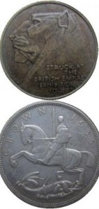 He first came to prominence for his medals struck for the British Empire Exhibition of 1924 (top). One of his most famous creations was the ‘rocking horse’ crown (five shillings) to celebrate George V’s silver jubilee in 1933