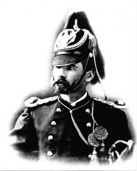 Captain Myles Keogh in the dress uniform of the 7th US Cavalry and (insets) his shoulder knots and sabre. (Gene Autry Museum,Los Angeles)