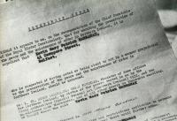 ‘. . . by virtue of the powers vested in me [Brian Faulkner, Minister for Home Affairs] by the Civil Authorities (Special Powers) Act (Northern Ireland) 1922 . . .’—an internment order. (An Phoblacht)