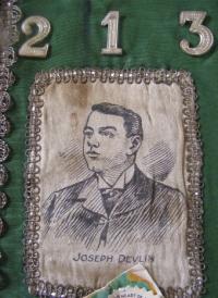 Joe Devlin and as commemorated on an AOH collarette. The coming man of constitutional nationalism, he described the AOH as ‘a Catholic organisation with a membership of nearly one hundred thousand’. (seanfderry-studenna)