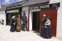 The Picture House movie theatre, which originally operated in Gilford, Co. Down, from 1909 to 1931, has a flickering projector showing silent footage of the Titanic’s launch.