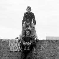 Eamon Dunphy, Ray Treacy and player-manager John Giles at a photo-call in Glenmalure Park on 10 August 1977, a period of ambitious plans for Rovers, including a 50,000 all-seater stadium. (Connolly Collection/SPORTSFILE)