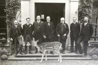 Sir James Craig and Sir Edward Carson in July 1913 at Galgorm Castle, seat of local linen magnate John Young (to Carson’s left); his son, ‘Orange George’, was local commander of the newly formed Ulster Volunteer Force. To Craig’s right is the local MP, Sir Arthur O’Neill. Deer wandered freely through the grounds. (Mid-Antrim Museum)