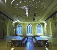 The surviving stucco ceiling of the ‘Banquet Hall’ venue provides a clue to the quality of what was lost in the brutal removal of the 1813 interior of the former St Michael and St John’s Church to make way for a short-lived Viking interpretive centre. (Kristian Marken)