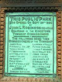 Arthur Samuels, whose ‘early Celtish bowling’ contributed to the Irish victory, later became a councillor in Kingstown (now Dún Laoghaire). His name appears on the foundation plaque of the People’s Park. (Tim Harding)