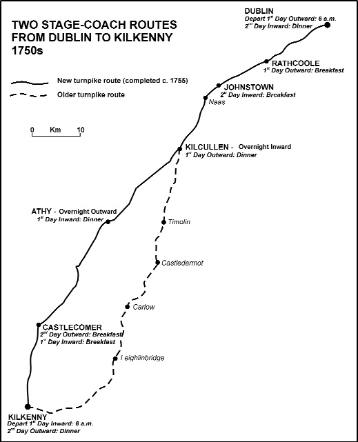 ‘. . . all Kinds of Entertainment for Man and Horse . . .'-the new Dublinâ€“Kilkenny coach service advertised in 1757.