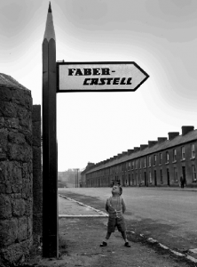 A signpost for the factory of the German firm A.W. Faber-Castell in Fermoy, Co. Cork, among the first multinational companies attracted to Ireland by the IDA. Production started in 1955. (Irish Examiner) 