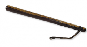 The standard police baton was 48cm long, while the mounted police carried a sword and a 62cm-long baton (top) in a leather saddle-pouch. (National Museum of Ireland)