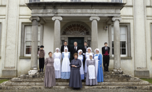 Above: On the steps of Strokestown House, Co. Roscommon—the thirteen local people, whose ancestors all worked in ‘big houses’, who spent a week living and working as servants there.