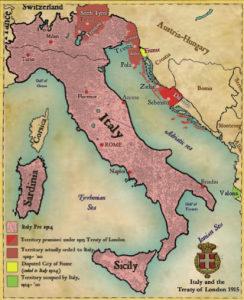 Following the First World War, the perceived inadequacies of the peace settlement were a major contributing factor to political turmoil in Italy. (Tomás Ó Brogáin)