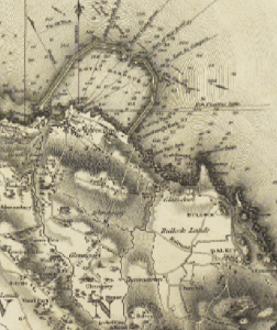 Above: William Duncan’s 1821 map of County Dublin includes the ‘rail road’ used to carry granite blocks from Dalkey and shows an incomplete west pier with a narrower harbour mouth than was actually built. 