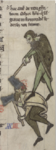 Above: In Topography, Gerald claims the Irish always carry an axe because it’s the perfect weapon for treacherous killers; it doesn’t have to be unsheathed, bent or poised like a sword, bow or spear, but ‘without further preparation, beyond being raised a little, it inflicts a mortal blow’. The Conquest calls for a total ban on Irish axe-ownership. (NLI)