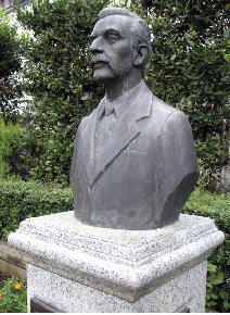 bust in the Lafcadio Hearn Memorial Park in Okubo, Shinjuku, Tokyo. 