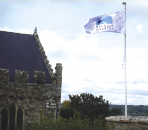 Flying the flag for the ‘Raleigh Quarter’ near St Mary’s Collegiate Church, Youghal.