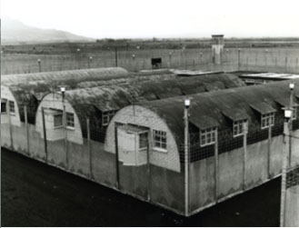 the ‘cages’ of Long Kesh. Kitson is a source for the persistence of the ‘five techniques’ of ‘in-depth’ interrogation used by the British Army at the time and in 1978 ruled as ‘inhuman and degrading’ by the European Court of Human Rights. (An Phoblacht)