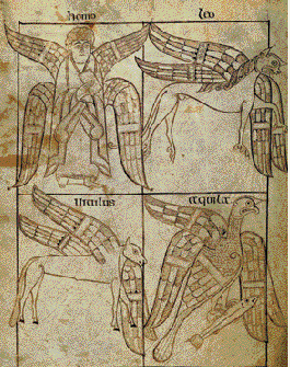 The four Evangelists, as depicted on folio 32v of the Book of Armagh. (Trinity College, Dublin)  