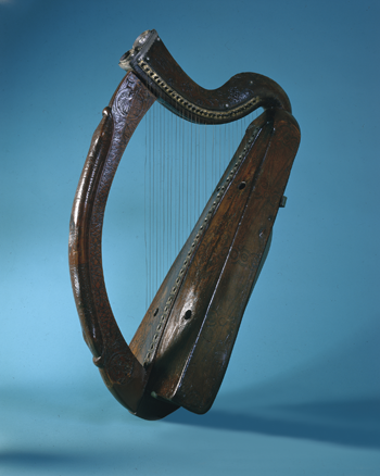 Above: The ‘Brian Boru’ harp—a fantastic legend is attached to this iconic instrument. (Trinity College, Dublin)