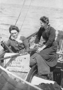 Molly Childers and Mary Spring-Rice aboard the Asgard. (F.X. Martin, The Howth gun-running and the Kilcoole gun-running, 1914 [Dublin, 1964])