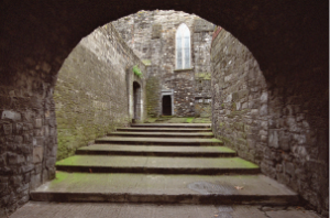 View of St Audoen’s Church through Dublin’s medieval city wall. Richard Boys, a cloth merchant from Coventry who died in Dublin in 1471, bequeathed money not only to churches in his native England but also to St Audoen’s. (Con Brogan/National Monuments Service)