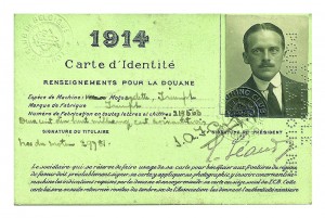 Captain James Cuffe’s 1914 Belgian carte d’identité. Officially, he was an extra attaché at the British Embassy on a motorcycle trip. Unofficially, his instructions were to spy and to discover which route an invading army would be likely to take. 