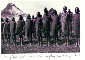 ‘My [Cuffe’s] Nandi recruits after the day’s drill’.