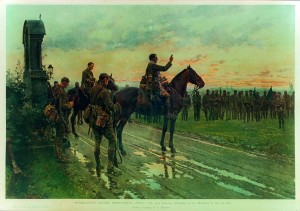 The Last General Absolution of the Munsters at Rue du Bois [8 May 1915] by F. Matania. But not all those serving were actually from Munster, especially as the war progressed and casualties mounted. (NMI) 