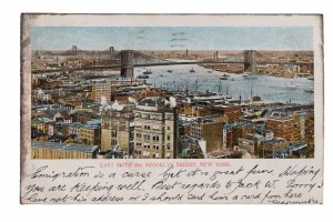 Brooklyn Bridge, New York—‘Emigration is a curse but it’s great fun’. 